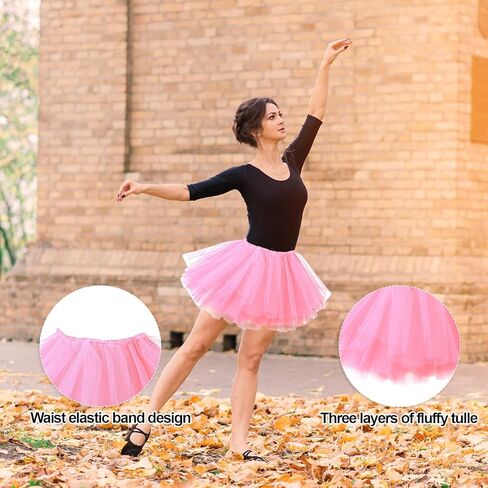 Pink Tutu for Adult Pink Tutu Skirt for Women Elastic Tutus Dress for Women 5 Layered Tulle Dress in Saudi Arabia