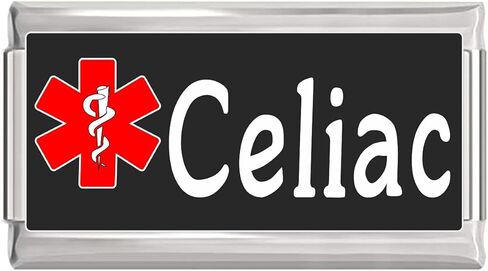 Celiac Medical Alert Italian Charm on Black Superlink Bracelet Jewelry Link in Saudi Arabia