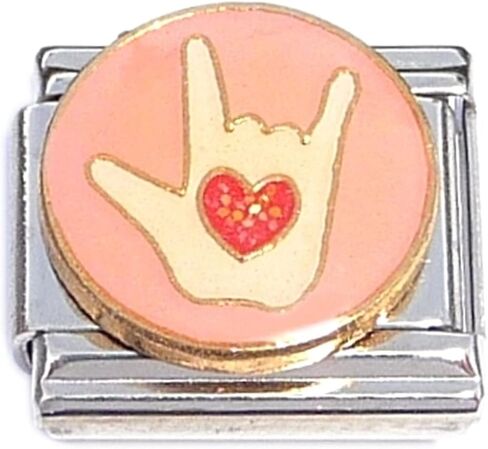 NewCharms Sign Language Love Pink Italian Charm in Saudi Arabia