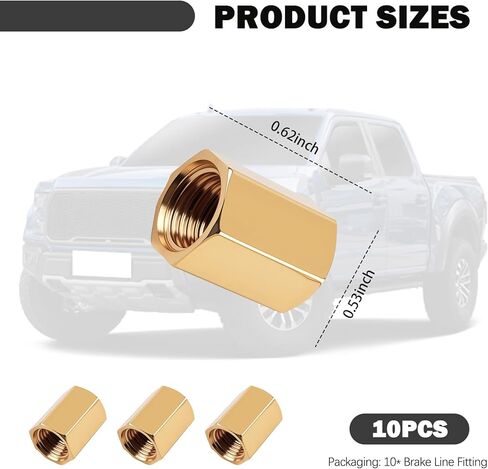 10PCS 3/16 Brake Line Fittings,Anti-rust Brake Line Union with 3/8"-24 Precision Thread for Double Flaring Brakes Lines,Brakes Lines Adapter Fittings for Automotive & Truck Repair in Kuwait