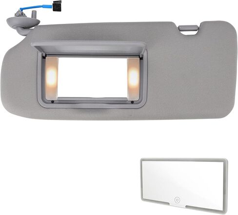 Sun Visor Left Driver Side Compatible with Honda Accord 2008-2017 Grey Replaces 83280-TA5-A51ZA - Sunshade with Illuminated Vanity Light & Bonus Portable Mirror in Saudi Arabia