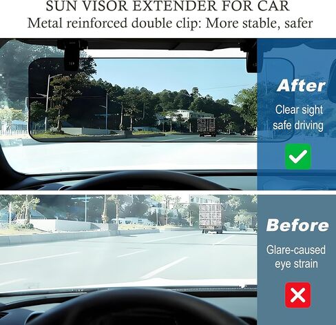 موسع واقي الشمس للسيارة - مستقطب ممتاز 2 في 1 مضاد للوهج بالأشعة فوق البنفسجية 400، قابل للتعديل ليلاً ونهارًا من أجل قيادة آمنة in Kuwait