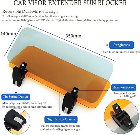 موسع واقي الشمس للسيارة - مستقطب ممتاز 2 في 1 مضاد للوهج بالأشعة فوق البنفسجية 400، قابل للتعديل ليلاً ونهارًا من أجل قيادة آمنة in Kuwait