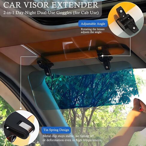 موسع واقي الشمس للسيارة - مستقطب ممتاز 2 في 1 مضاد للوهج بالأشعة فوق البنفسجية 400، قابل للتعديل ليلاً ونهارًا من أجل قيادة آمنة in Kuwait