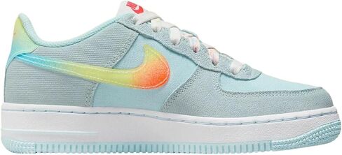 Nike Air Force 1 Big Kids' Shoes (HF4782-474, Glacier Blue/Light Lemon Twist/Aquarius Blue) Size 1 in Kuwait