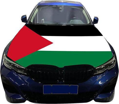 Palestine Flag for Car Hood Cover 4X5Ft/120X150CM Hood Flag for World Cup Vehicles Decorate Accessories Fits Coupe Saloon SUV MPV in Saudi Arabia
