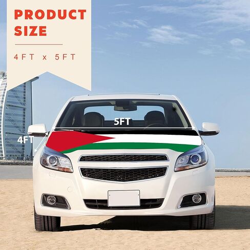 Palestine Flag for Car Hood Cover 4X5Ft/120X150CM Hood Flag for World Cup Vehicles Decorate Accessories Fits Coupe Saloon SUV MPV in Saudi Arabia
