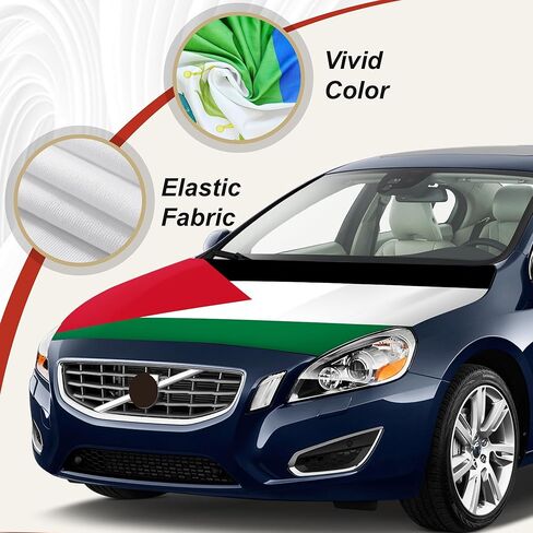 Palestine Flag for Car Hood Cover 4X5Ft/120X150CM Hood Flag for World Cup Vehicles Decorate Accessories Fits Coupe Saloon SUV MPV in Saudi Arabia