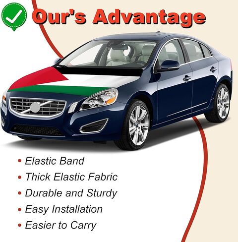 Palestine Flag for Car Hood Cover 4X5Ft/120X150CM Hood Flag for World Cup Vehicles Decorate Accessories Fits Coupe Saloon SUV MPV in Saudi Arabia