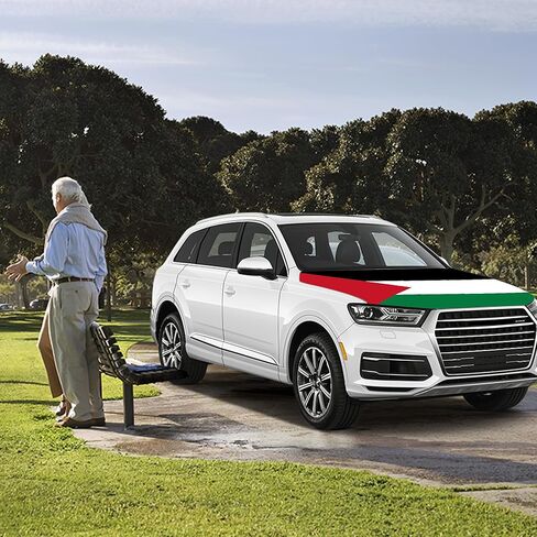 Palestine Flag for Car Hood Cover 4X5Ft/120X150CM Hood Flag for World Cup Vehicles Decorate Accessories Fits Coupe Saloon SUV MPV in Saudi Arabia