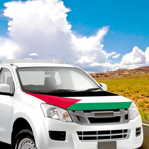 Palestine Flag for Car Hood Cover 4X5Ft/120X150CM Hood Flag for World Cup Vehicles Decorate Accessories Fits Coupe Saloon SUV MPV in Saudi Arabia