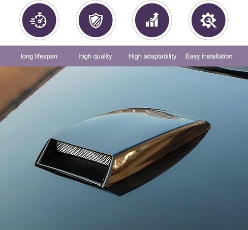 Car Decorative Air Flow Intake Hood Scoop, Self-adhesive Automotive Bonnet False Vent Cover, Universal Automotive Exterior Decorative Accessories, for SUV RV Truck (Black) in Saudi Arabia