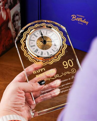 ساعة كوارتز كريستالية لعيد الميلاد التسعين للنساء والرجال، هدية عيد ميلاد عمرها 90 عامًا لها، هدية تزيين عيد ميلاد سعيد التسعين للأم والأب in Kuwait