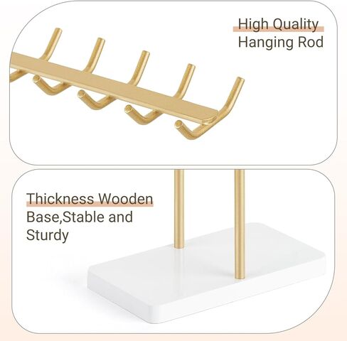 Mkono Necklace Holder Organizer Metal Jewelry Display Stand 2 Tier Bracelet Hanger Gold Tree Tower Rack with Tary for Storage Bangles and Earrings Gift for Women Bedroom Dressing Table Decor in Saudi Arabia