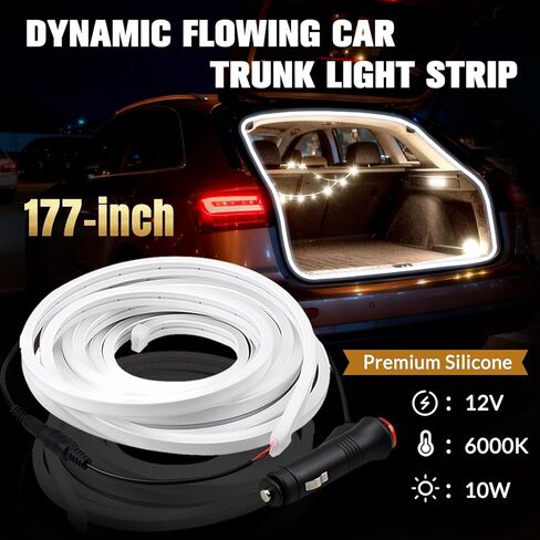 dibms 177 "الحث المغناطيسي الديناميكي المتدفق أدى شريط إضاءة صندوق السيارة، عالمي مرن IP65 مقاوم للماء سيليكون قابل للقص 12 فولت إضاءة محيطة داخلية للسيارات سيارات الدفع الرباعي والشاحنات البيضاء in Kuwait