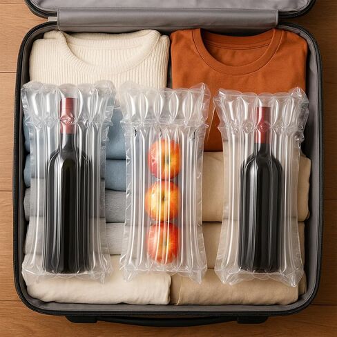 50 Packs Wine Bottle Protector Bag for Travel, Inflatable Air Column Packaging Bubble Bags with Pump, Reusable Pump Bag Shipping Sleeves Cushion Bags for Bottles Transportation (13 x 4 Inch) in Saudi Arabia