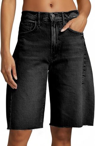 Cicy Bell Womens Summer High Waisted Jeans Shorts Casual Wide Leg Bermuda Jorts Baggy Denim Shorts with Pockets in Saudi Arabia