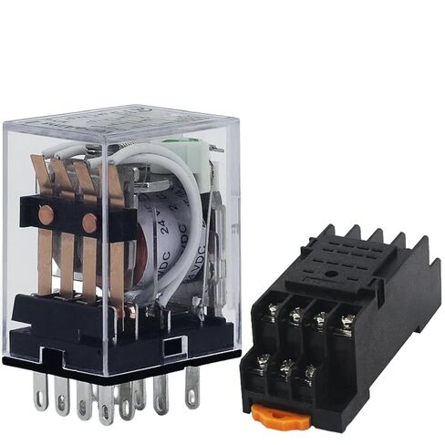 مرحل MY4P HH54P MY4NJ لفائف عام DPDT مفتاح مرحل كهرومغناطيسي صغير صغير مع قاعدة مقبس LED 36 فولت تيار مستمر in Saudi Arabia
