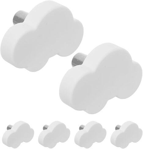 Homoyoyo 6pcs White Cartoon Cloud Shape Drawer Handles Soft Rubber Cabinet Knobs Decorative Kitchen Cabinet Pulls for ’ Room Dresser Cupboard Hardware in Saudi Arabia