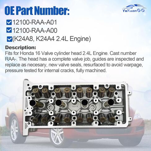 12100-RAA-A01 Cylinder Head Fits for Honda CRV Accord Element 2.4L 2003-2009 K24A8 K24A4 RAA 12100-RAA-A00 in Saudi Arabia