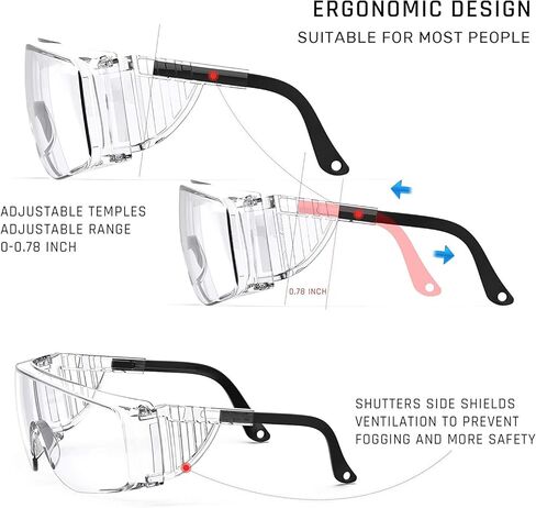 PAERDE Safety Goggles Safety Glasses Anti Fog Protective Glasses With Adjustable Temples Clear Eye Protection Glaases in Saudi Arabia