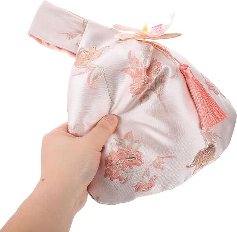 LIFKOME 2Pcs Embroidered Brocade Handbag - Brocade Wristlets Bag - Floral Jacquard Clutch Purse with Tassel - Knot Tote Bag for Packaging in Saudi Arabia