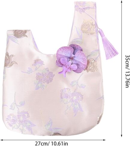 LIFKOME 2Pcs Embroidered Brocade Handbag - Brocade Wristlets Bag - Floral Jacquard Clutch Purse with Tassel - Knot Tote Bag for Packaging in Saudi Arabia