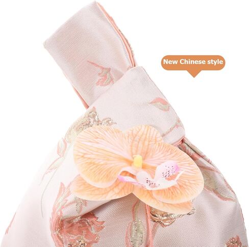 LIFKOME 2Pcs Embroidered Brocade Handbag - Brocade Wristlets Bag - Floral Jacquard Clutch Purse with Tassel - Knot Tote Bag for Packaging in Saudi Arabia