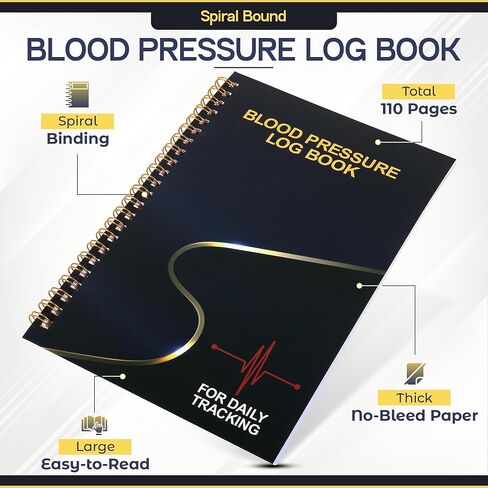 Spiral Bound Blood Pressure Log Book - for Daily Tracking Record & Monitor Your Systolic, Diastolic, Heart Rate & Pulse Readings at Home,2-Year BP Diary in Saudi Arabia