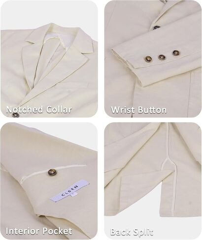 Mens Casual Blazer Sport Coat Lightweight Jacket Cotton Linen Blend Business Wedding Formal Two Button Design in Saudi Arabia