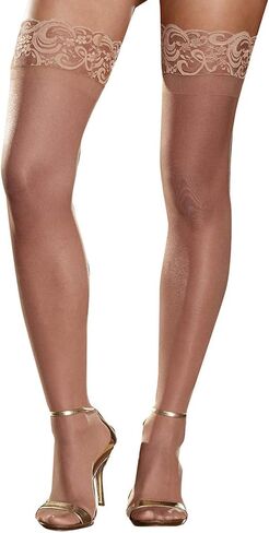 Dreamgirl womens Silicone Lace Top Sheer Thigh High in Saudi Arabia