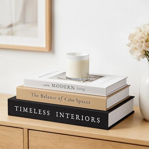 JARLINK Beautiful Decorative Books, Set of 3 Stackable Fake Books for Coffee Table, Shelf & Mantel Decor - Modern Home Decoration with Hidden Storage for Photos, Keepsakes & Living Room Styling, Brown in Saudi Arabia
