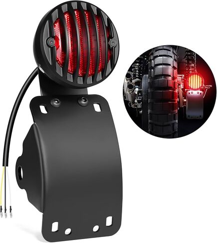 Benlari Motorcycle LED Tail Light Brake Light with Bracket, Side Mount License Plate Rear Light Fit for Harley Honda Bobber Chopper Yamaha Sporster Kawasaki Suzuki (Curved, 1 inch) in Saudi Arabia