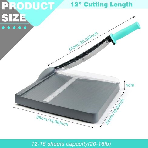 قاطعة ورق مقصلة، قاطعة ورق A4، أداة تشذيب ورق شديدة التحمل مع واقي أمان، لوح تقطيع بطول 12 بوصة، سعة 16 ورقة، للبطاقات والصور وسجلات القصاصات والمكتب والفصول الدراسية in Kuwait