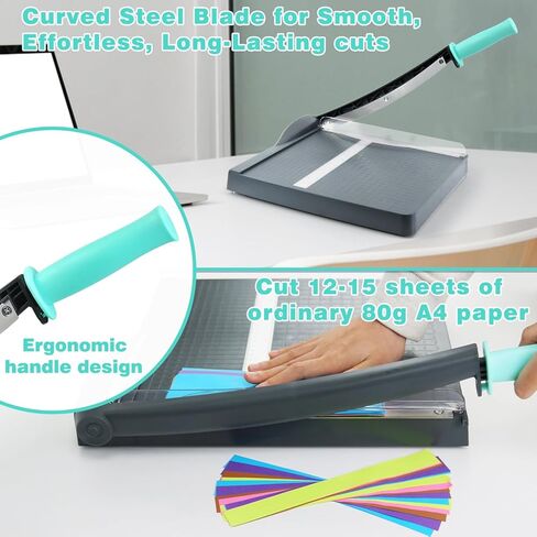 قاطعة ورق مقصلة، قاطعة ورق A4، أداة تشذيب ورق شديدة التحمل مع واقي أمان، لوح تقطيع بطول 12 بوصة، سعة 16 ورقة، للبطاقات والصور وسجلات القصاصات والمكتب والفصول الدراسية in Kuwait
