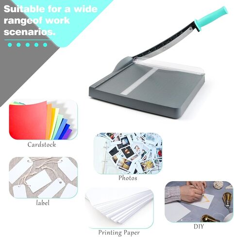 قاطعة ورق مقصلة، قاطعة ورق A4، أداة تشذيب ورق شديدة التحمل مع واقي أمان، لوح تقطيع بطول 12 بوصة، سعة 16 ورقة، للبطاقات والصور وسجلات القصاصات والمكتب والفصول الدراسية in Kuwait
