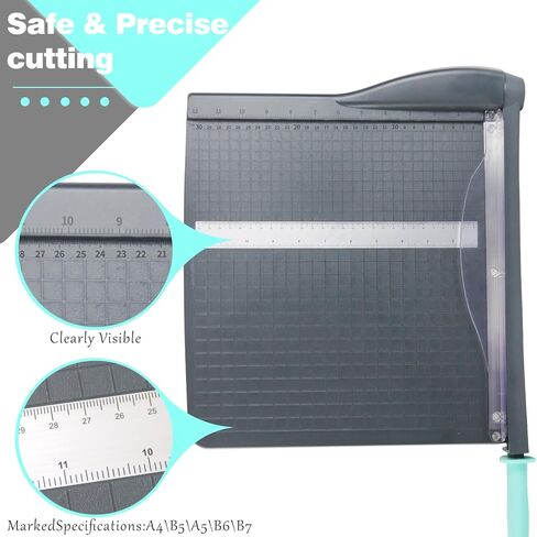 قاطعة ورق مقصلة، قاطعة ورق A4، أداة تشذيب ورق شديدة التحمل مع واقي أمان، لوح تقطيع بطول 12 بوصة، سعة 16 ورقة، للبطاقات والصور وسجلات القصاصات والمكتب والفصول الدراسية in Kuwait