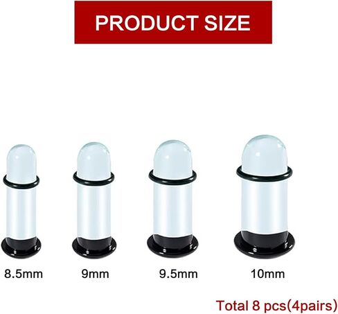 EVKILKJS Glass Stretching Kit for Ears Ear Gauge Stretching Kit with Rubber O-Rings Unique Design Smooth Glass 8MM Earlobe Piercing Expander 4PCS in Saudi Arabia