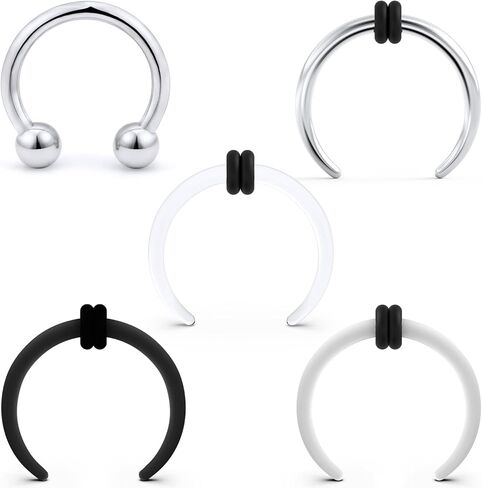 Lcolyoli Large Septum Rings 16G 14G 12G 10G 8G 6G PA Ring Internally Threaded Spike Horseshoe Barbell Stainless Steel & Acrylic Plastic Pincher Tapers C Shape Buffalo Stretcher Expander for Women Men in Saudi Arabia