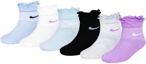Nike girls 6-pack Ruffle Ankle Sock (Toddler/Little Kid/Big Kid) in Saudi Arabia