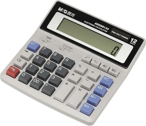 PATIKIL Desktop Calculator, Solar AA Battery Dual Powered 12 Digit Large LED Display Computer Button Office Calculators for Office Home Desktop, Grey ADG98133 in Saudi Arabia