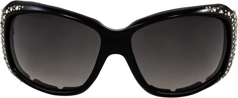 Rodeo Queen زوجان من النظارات الشمسية للدراجات النارية للنساء بإطار أسود مبطن مع أحجار الراين اللامعة وعدسات متدرجة دخانية in Kuwait