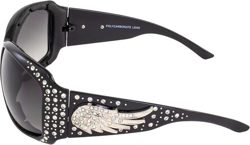 Rodeo Queen زوجان من النظارات الشمسية للدراجات النارية للنساء بإطار أسود مبطن مع أحجار الراين اللامعة وعدسات متدرجة دخانية in Kuwait