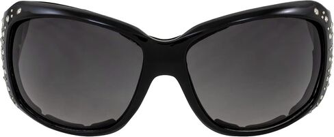 Rodeo Queen زوجان من النظارات الشمسية للدراجات النارية للنساء بإطار أسود مبطن مع أحجار الراين اللامعة وعدسات متدرجة دخانية in Kuwait