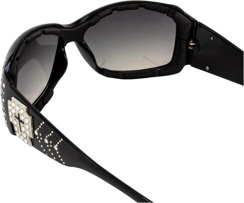 Rodeo Queen زوجان من النظارات الشمسية للدراجات النارية للنساء بإطار أسود مبطن مع أحجار الراين اللامعة وعدسات متدرجة دخانية in Kuwait