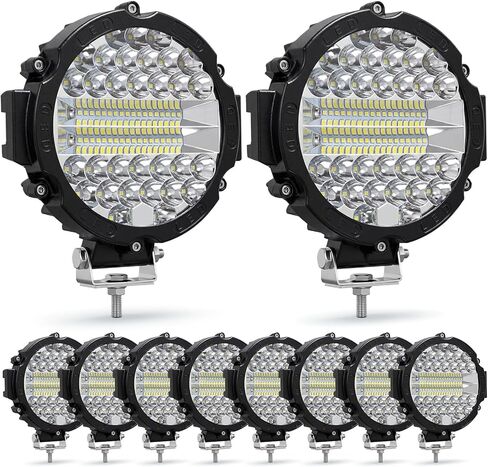 شريط إضاءة LED دائري 7 بوصة MUVKQC 201 وات أضواء القيادة على الطرق الوعرة 21000 لومن LED أضواء العمل مع حزام الأسلاك لجرار شاحنات الالتقاط SUV ATV UTV (4 قطع 201 وات أحمر + 2 مجموعة تسخير أسلاك من الرصاص) in Kuwait