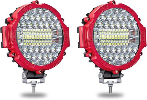 شريط إضاءة LED دائري 7 بوصة MUVKQC 201 وات أضواء القيادة على الطرق الوعرة 21000 لومن LED أضواء العمل مع حزام الأسلاك لجرار شاحنات الالتقاط SUV ATV UTV (4 قطع 201 وات أحمر + 2 مجموعة تسخير أسلاك من الرصاص) in Kuwait