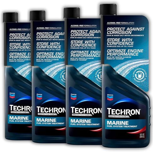 Chevron Protection Plus Marine Fuel System Treatment 10 oz | 40 OZ Total (4 Pack) – Cleans & Protects Gasoline Boat Engines, Stabilizes Fuel up to 24 Months in Saudi Arabia