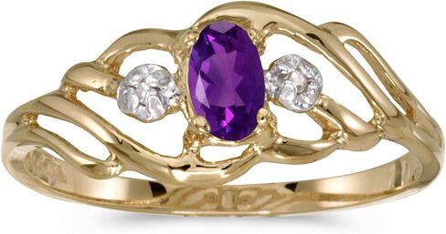 10k Yellow Gold Oval Amethyst And Diamond Ring in Saudi Arabia