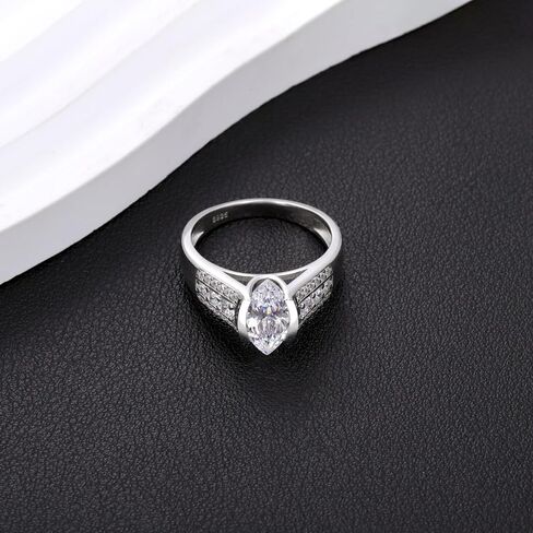 Moissanite Engagement Rings for women - 925 Sterling Silver 2CT Marquise Moissanite Wedding Ring Promise Rings Anniversary Jewelry in Saudi Arabia